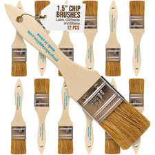 Paquete de 12 - Cepillos de astillas de 1,5" para pinturas, manchas, barnices, pegamentos y yeso