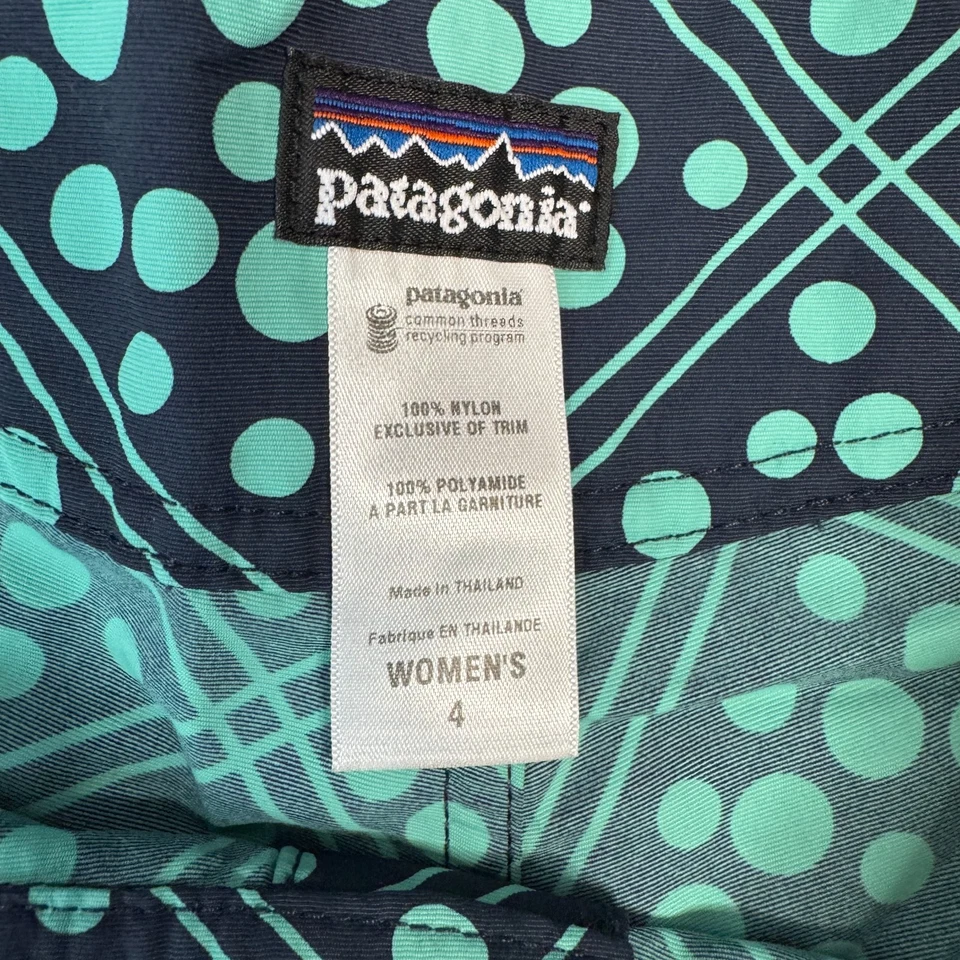 Pantalones Cortos Patagonia Wavafarer Para Mujer 4 Azul Lunares Natación Tabla Cubrir Mini Foto 3 de 4