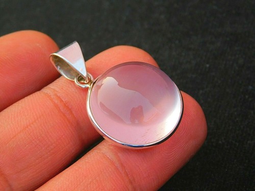 Premium Quality 925 Sterling Silver & Natural Rose Quartz Healing Silver Pendant - Picture 7 of 7