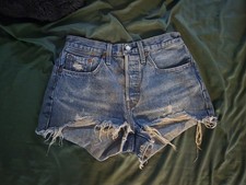 Levi's 501 Women's Distressed Blue Denim Cut-Off Shorts, Size W27
