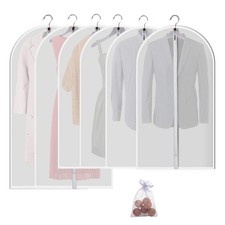 Garment Bags for Hanging Clothes, Clear Plastic Closet Storage Covers with Ce...