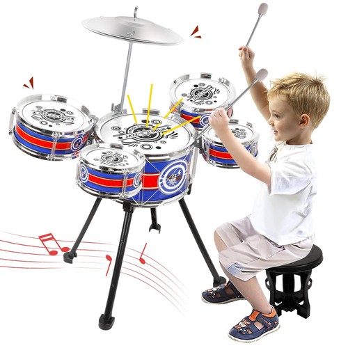 Toddler Drum Set Upgraded Drum Kit for Kids Jazz Drum Set with 5 Drums Music