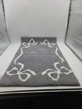 NEW RACHEL ASHWELL GREY, WHITE BOW SOFT BATH RUG CARPET,FLOOR MAT -21"x34"