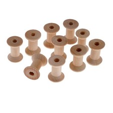10pcs Natural Wooden Empty Thread Spools For Sewing Ribbons Craft 28x21mm