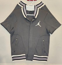 Nike Air Jordan Jacket LARGE Causal Snap Up Smoke Grey Polyester Fleece