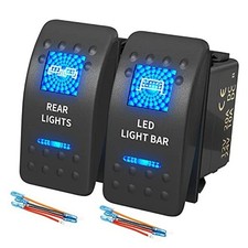 LED Light Bar Rocker Switch and Rear Lights Rocker Switch Blue 12V/24V