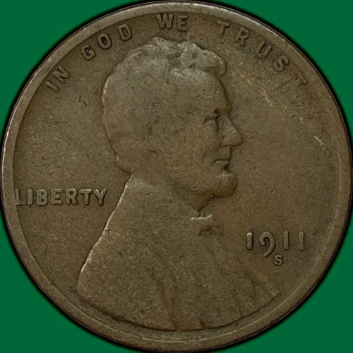1911-S Lincoln Wheat Cent Very Good VG Coin #37600