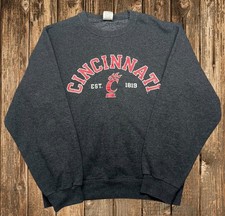 Vintage Jerzees Cincinnati Bearcats Crewneck Sweatshirt Small Charcoal Gray UC