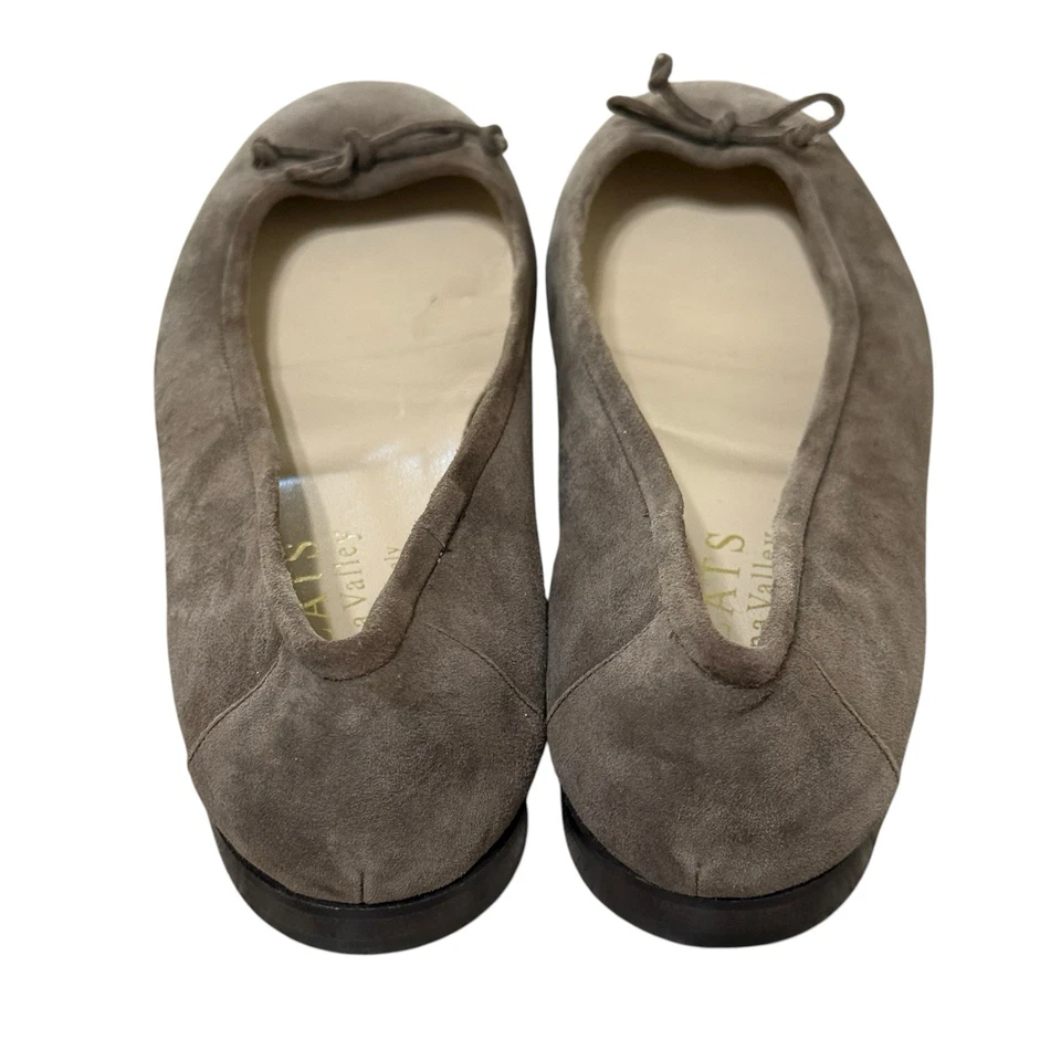 Pisos Napa Valley Taupe Marrón Gamuza Cuero Ballet Pisos 8M Hecho en Italia Foto 4 de 4