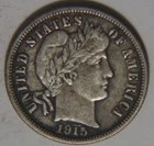 1915 P Barber Dime 10C Cents Coin Silver, F/VF!