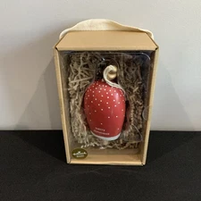 Demdaco Merry Christmas Bell Ornament Red Ceramic 4in Length Hallmark Gold Boxed
