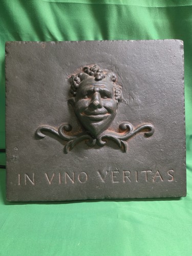 Metal VTG In Vino Veritas Plaque In Wine There Is Truth, Smiling Face
