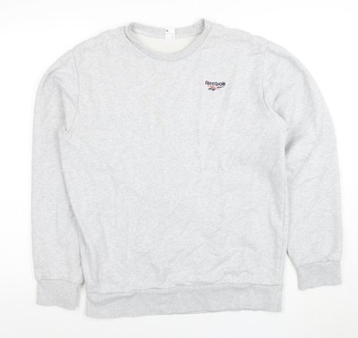 Reebok Sweatshirt Herren Grau Baumwolle Rundhals M