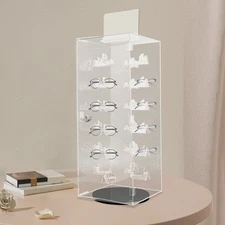 Acrylic Sunglasses Organizer Rotating Lockable Sunglass Display Case Clear