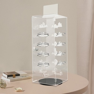 Acrylic Sunglasses Organizer Rotating Lockable Sunglass Display Case Clear 