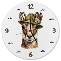GäMse Mit AlpenläNdischem Trachtenhut Wanduhr Aus Mdf