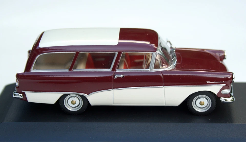 Opel Rekord P1 Caravan Anno 1957-1962, Borgogna, Minichamps In M. 1:43, OVP - Immagine 3 di 4