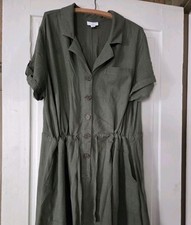 J Jill Olive Green Linen Dress Sz XL Flattering