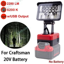 LED Work Light For Craftsman V20 20V Li-Ion Batteries 2800LM - w/FAST CHARGE USB