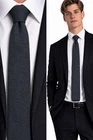 Charcoal Men's Knitted Tie Grey Skinny Plain Slim Knit Premium Handmade Gift UK