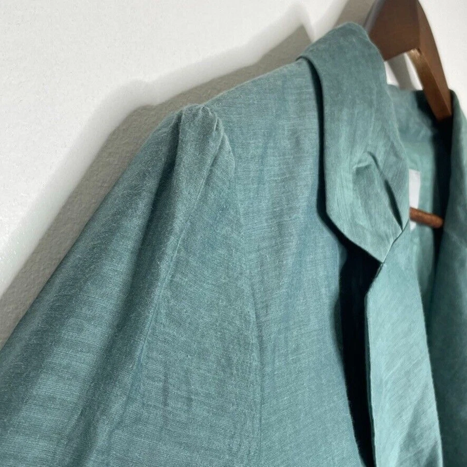 Blazer Classiques Entier Verde Mezcla de Seda Plisado En Capas Frontal Corbata Cinturón XL Foto 2 de 4