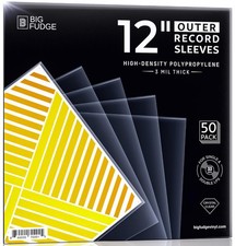 12 Vinyl Record Sleeves - Outer Sleeves 50 Pack -Crystal Clear High-Density P...