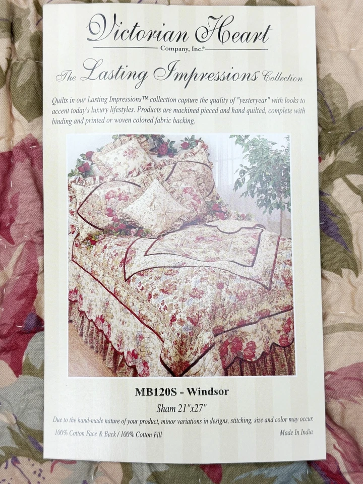 Almohada acolchada Sham Windsor 21”x 27” corazón victoriano impresiones duraderas coleccionar Foto 2 de 3