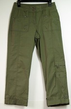 Chico's Green Cotton/Spandex Controvertible Cargo Capri Pants Chico's 0 S