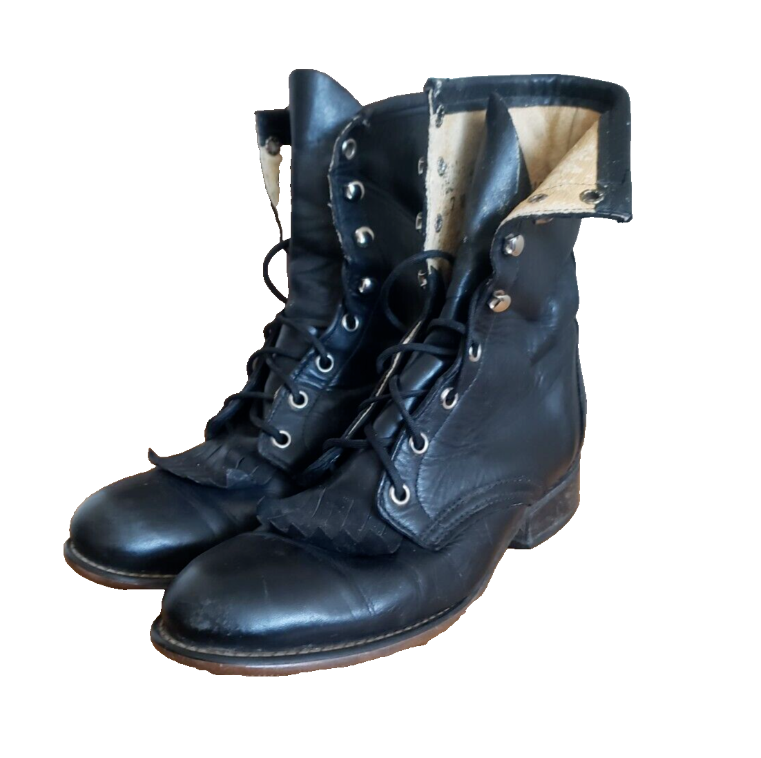 Vintage 80s 90s Laredo Black Roper Lace Up Cowgirl Western 