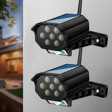 2X Solar Motion Sensor Light LED Security Wall Street Outdoor Lamp Fake Camera