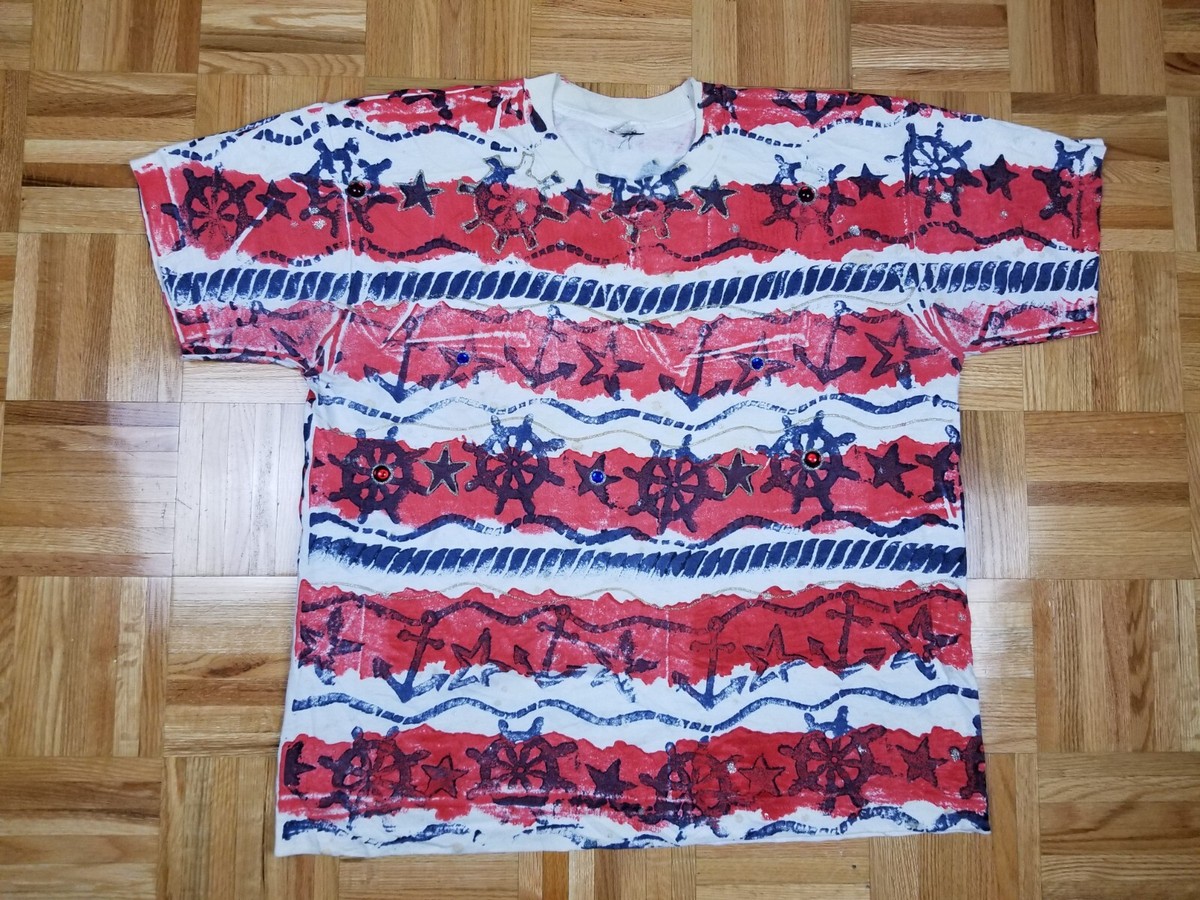 トップス 90'S All-over pattern T-SHIRTS VINTAGE 90' ALL OVER PRINT WHITE SINGLE STITCH COTTON T