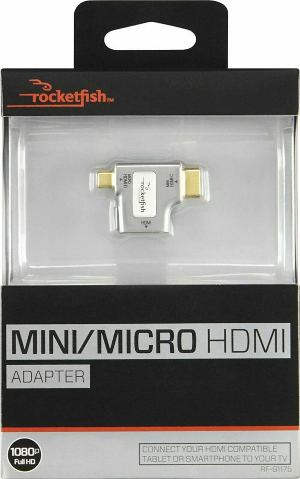 NUEVO PAQUETE DE 2 Adaptador de Cable Rocketfish Micro-HDMI-D y Mini-HDMI-C a HDMI 4K HDTV Foto 3 de 3