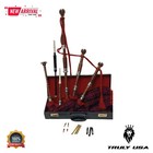 Great Red Tartan FULL SIZE Great Scottish Highland Bagpipe Silver Mount With Box