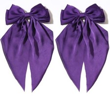 Hair Bows for Women - Pack of 2 Hair Bow Clips for Girls Satin Big Bows Purple