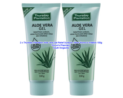 2 x Thursday Plantation Aloe Vera Gel Relief Sunburn, Burns & Irritation 100g
