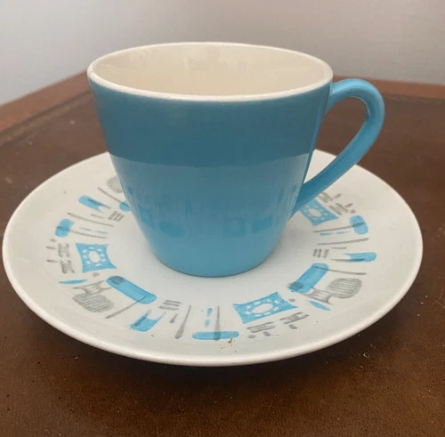 Vintage MCM Royal China Blue Heaven Coffee Tea Cup and Saucer Set