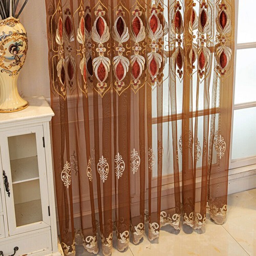 Luxury Floral Tulle Curtain Single Panel Window Drape Home Hotel Bedroom Decor - Picture 9 of 12