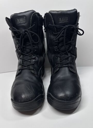 5.11 Tactical Men's Size 13 Black ATAC 8" Side Zip Boots Waterproof Good Shape - Picture 2 of 23