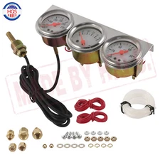 Chrome 2'' 52mm Mechanical Triple Water Temp Oil Pressure Volt Meter Gauge Set 