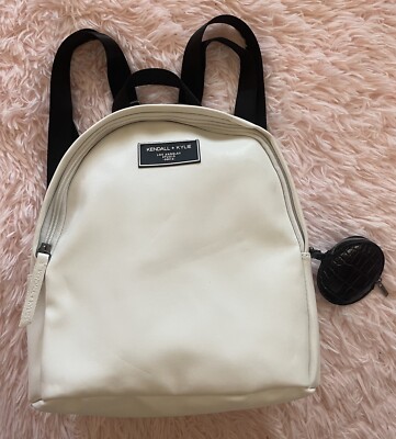 Kendall and Kylie White Vegan Leather Mini Backpack & black coin purse | eBay Kendall and Kylie White Vegan Leather Mini Backpack & black coin purse | eBay