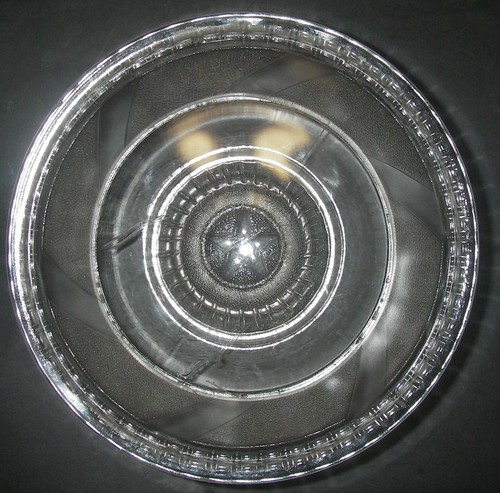 EAPG Ripley Glass EUREKA AKA Clear DIAGONAL BAND Footed Bowl Low compote Stipple - Picture 5 of 5