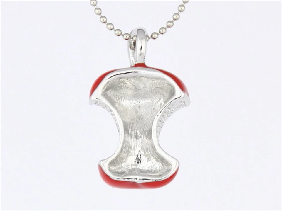 Collar colgante de cristal con estrás transparente núcleo de manzana pintado esmalte rojo P907 Foto 3 de 3