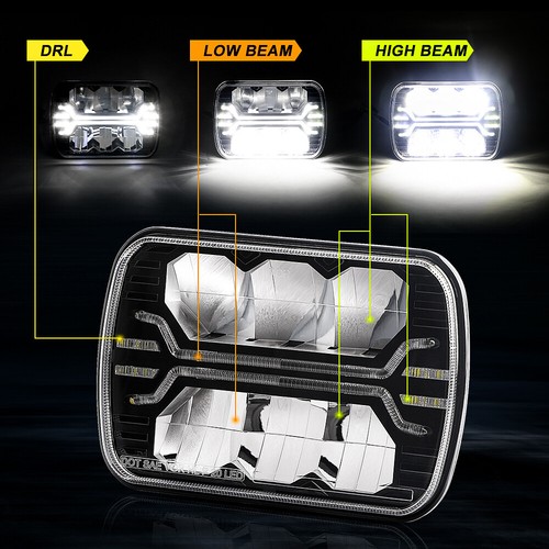 2PCS For Chevrolet Corvette 1984~96 DOT 5x7" 7x6" Inch LED Headlights Projector - Picture 4 of 12