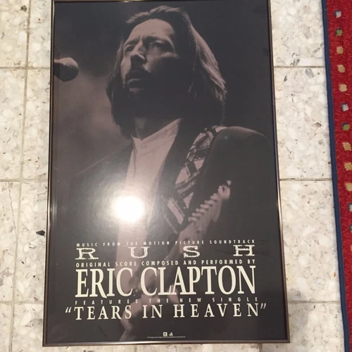RARE ERIC CLAPTON RUSH TEARS IN HEAVEN FRAMED POSTER  23x35 Promo only 1991
