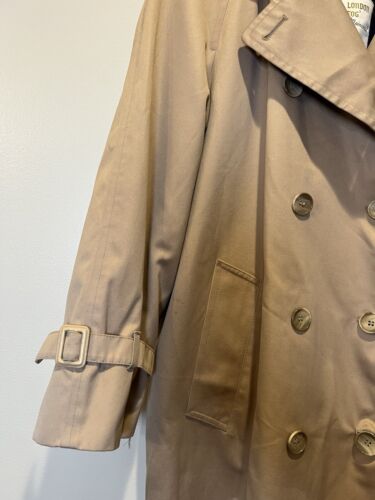 London Fog Trench Coat Tan Women’s Size 12 Petite Twill Removable Fleece Lining - Picture 4 of 15