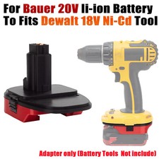1X Adapter For Bauer 20V Li-ion Battery Convert to for Dewalt 18V Cordless Tools