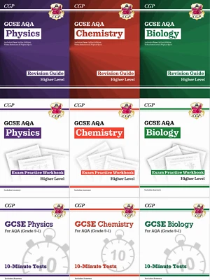 CGP GCSE AQA TRIPLE SCIENCE BIOLOGY CHEMISTRY PHYSICS Revision & Workbook bundle