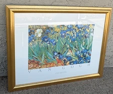 Vincent Van Gogh Les Irises Wood Framed Print Under Glass 32 x 26"