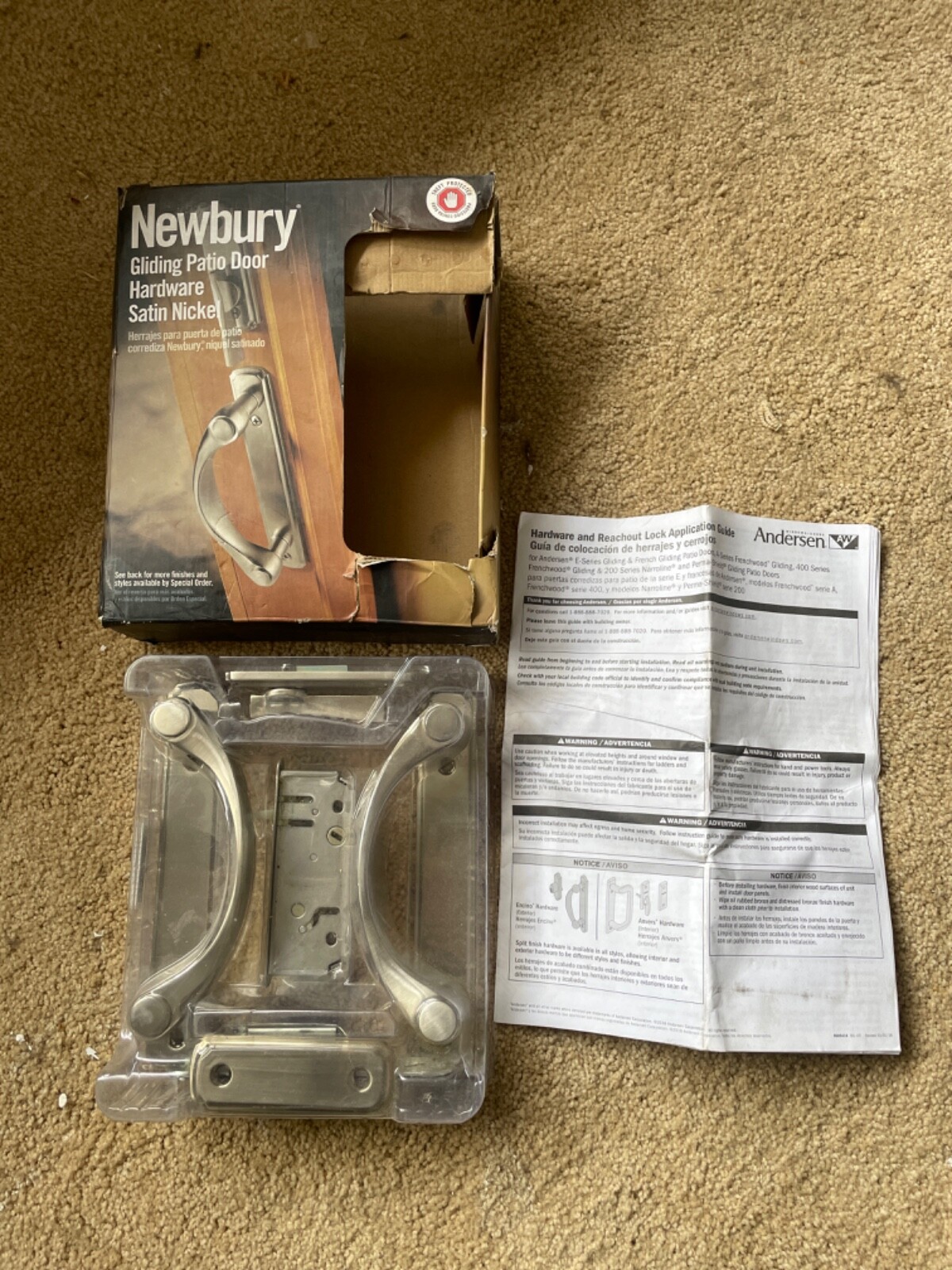 ANDERSON Andersen Gliding Patio Door Hardware Set Newbury Satin Nickel