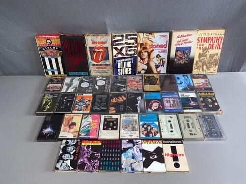 VINTAGE ROLLING STONES COLLECTION 35 RARE CASSETTES 6 VHS 1 DVD SINGLES